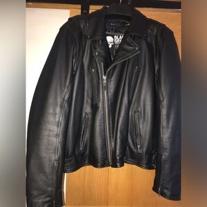 Black brand leather motorcycle jacket xxl